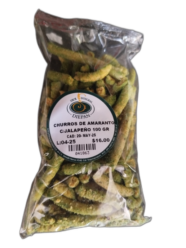CHURROS DE AMARANTO CJALAPENO 100 G DIEPAN