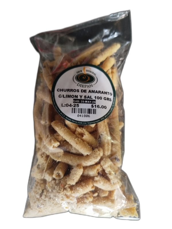 CHURROS DE AMARANTO CLIMON Y SAL 100 G DIEPAN