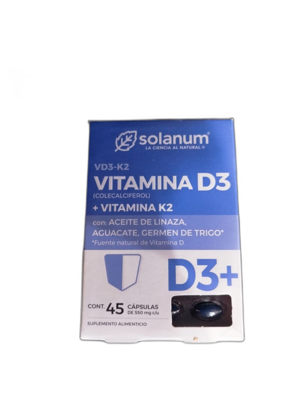 VITAMINA D3 VITAMINA K2 45 CAPS SOLANUM